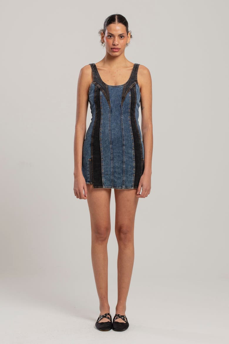 Free Heaven Two Color Denim Dress, Alternate, color, blue