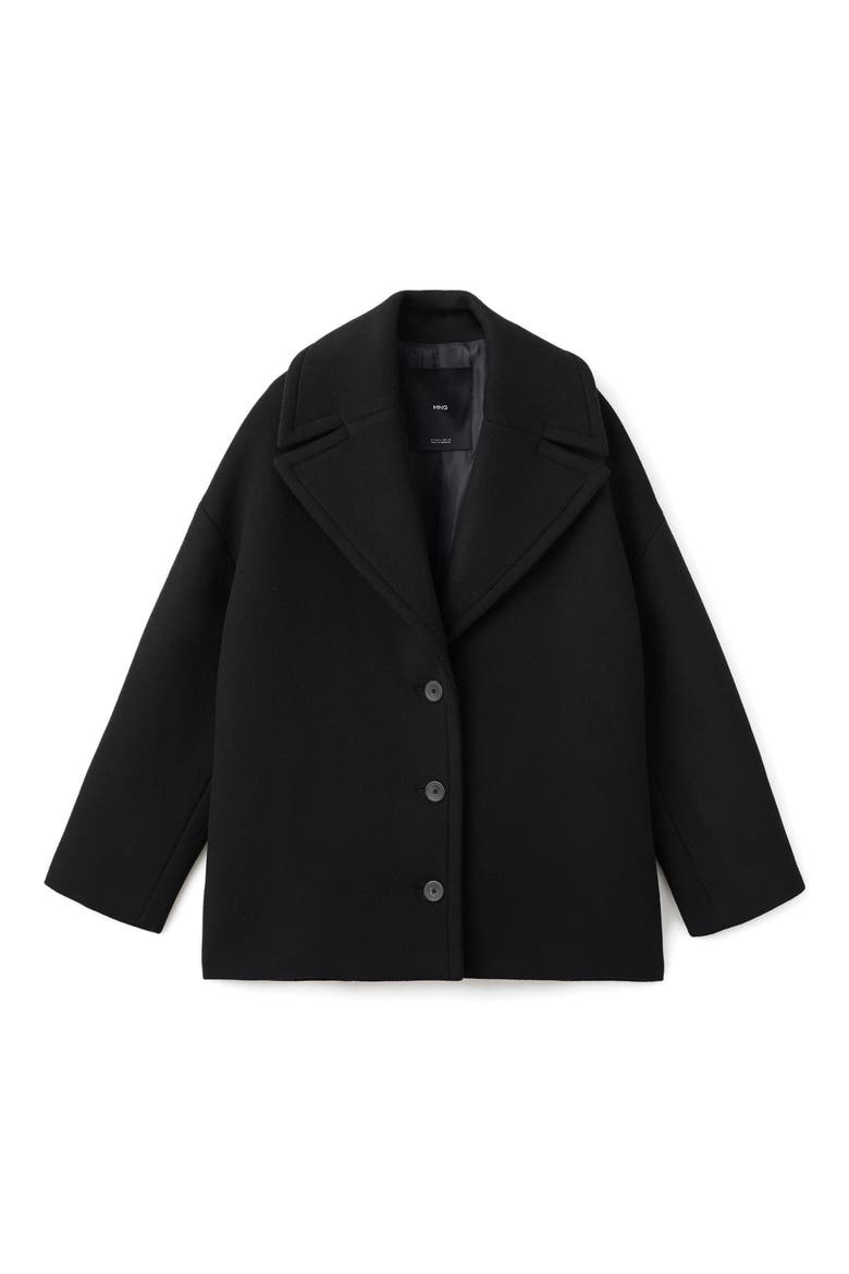 Selection Oversize Short Wool Blend Coat, Alternate, color, BLACK