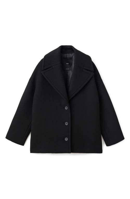Mango Oversize Short Wool Blend Coat In Black