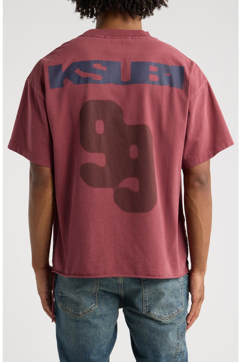 Blasted Ekcess Distressed Cotton T-Shirt, Alternate, color, BURGUNDY