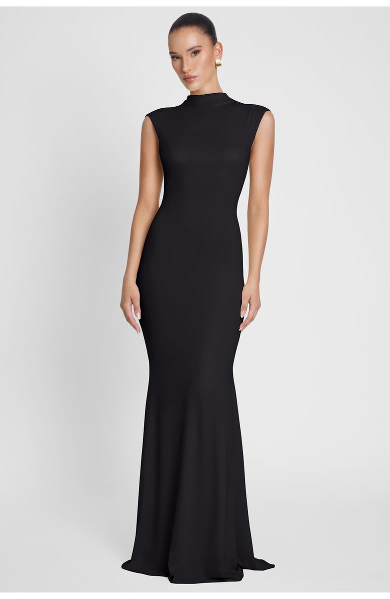 LEAU Como Cap Sleeve Maxi Dress, Alternate, color, Black