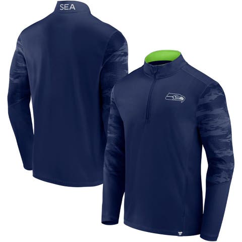 Men's Fanatics Branded College Navy Seattle Seahawks Ringer Quarter-Zip Jacket