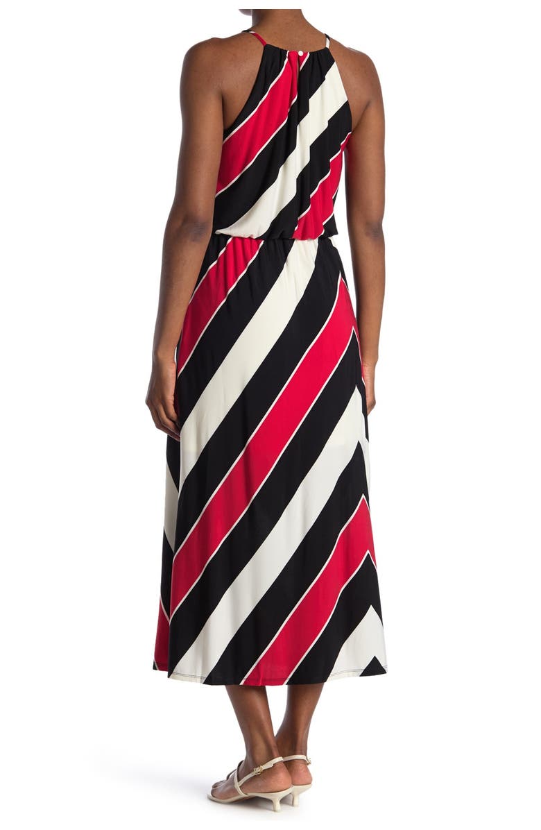 London Times Striped Blouson Halter Maxi Dress, Alternate, color,