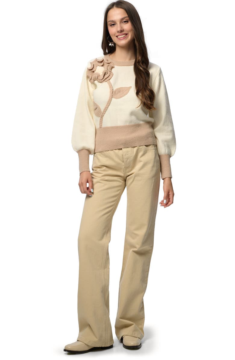 SAACHI Ruffled Bloom Pullover Sweater, Alternate, color, Ivory