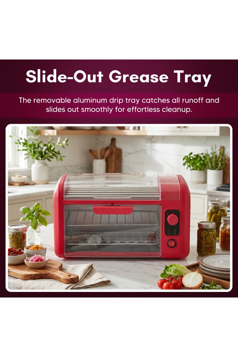 8-Hot Dog Roller and Toaster Oven, Alternate, color, Red