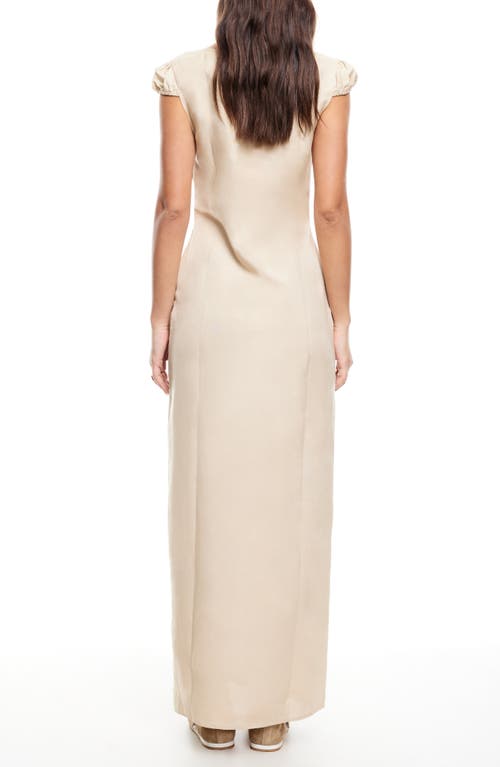 Lioness Meadow Cap Sleeve Linen Blend Maxi Dress In Neutral