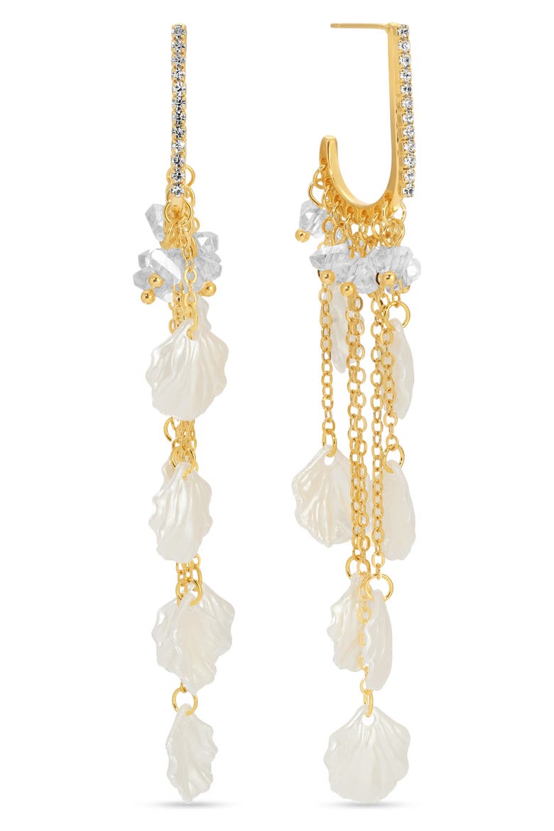 Chelsea Seashell Fringe Drop Earrings, Main, color, GOLD