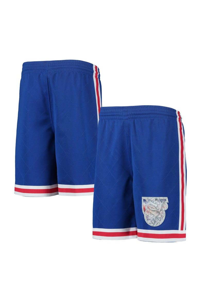 Youth Mitchell & Ness Blue New Jersey Nets 1993 Hardwood Classics 75th Anniversary Swingman Shorts, Main, color, Blue
