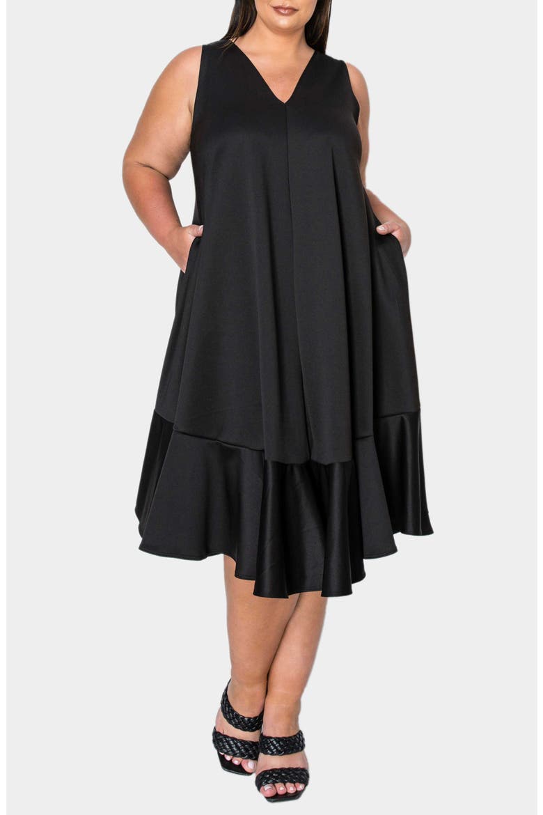 Simone Pocket Stretch Sleeveless A-Line Dress, Main, color, BLACK
