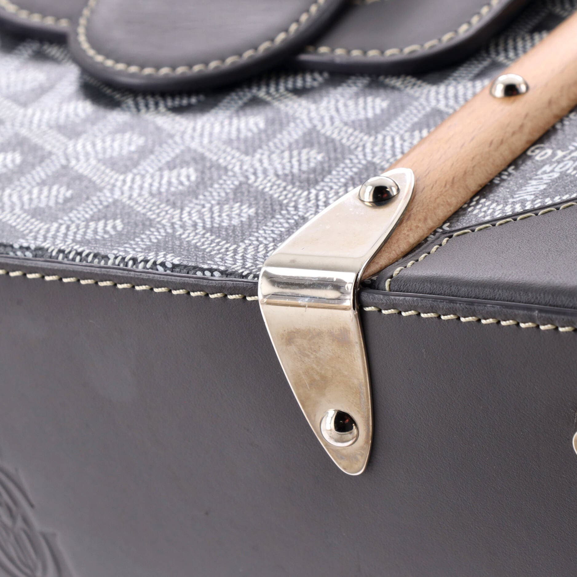 Saigon Top Handle Bag Coated Canvas with Leather PM, Alternate, color, Grey