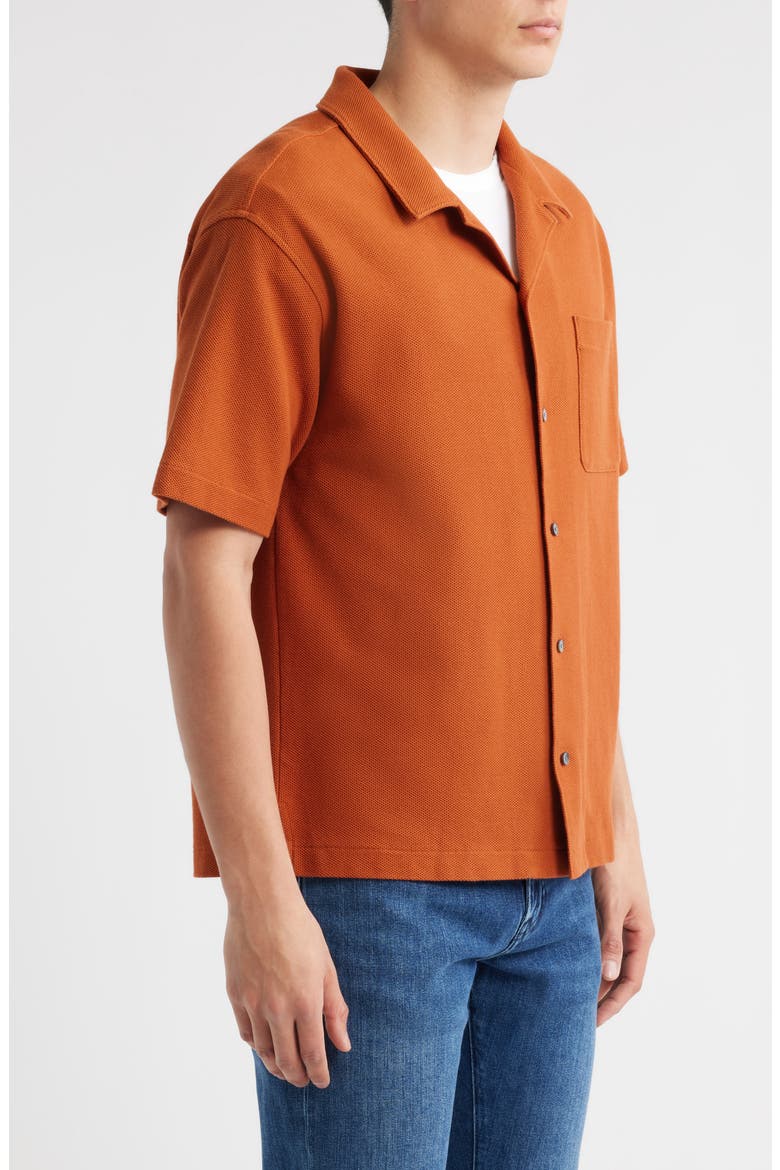 Relaxed Jacquard Camp Shirt, Alternate, color, DARK ORANGE