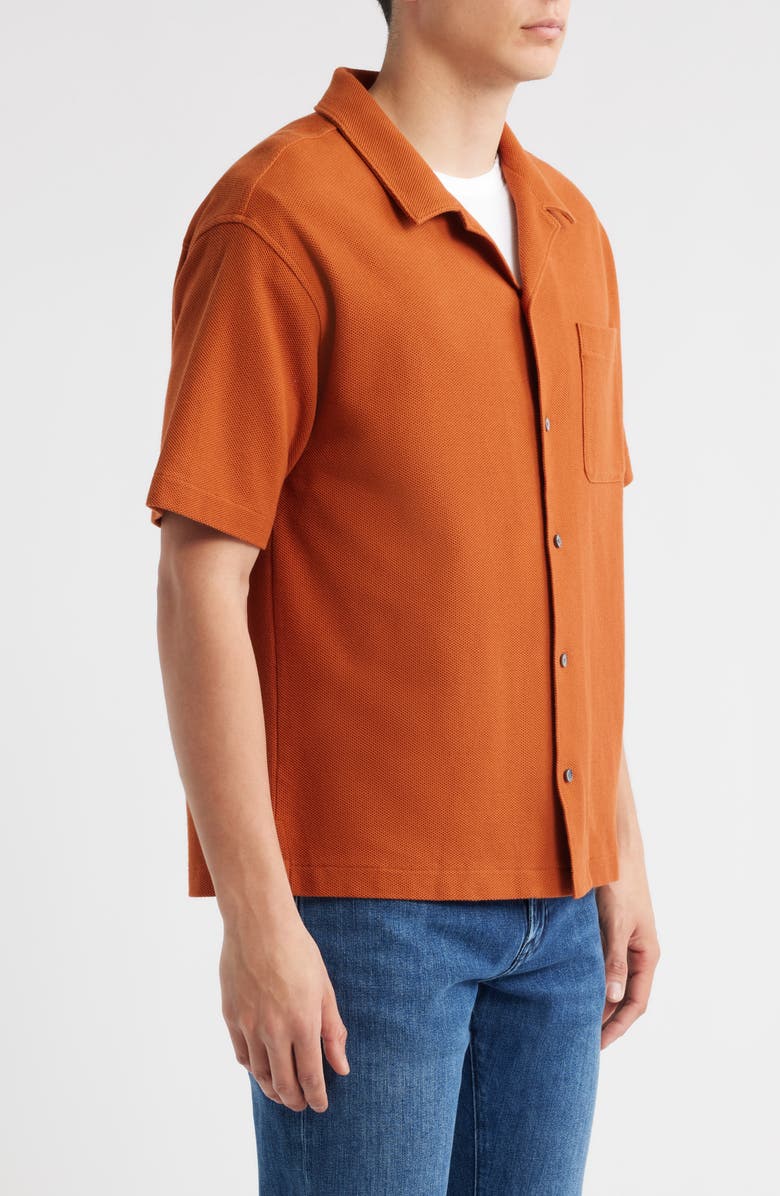 FRAME Relaxed Jacquard Camp Shirt, Alternate, color, Dark Orange