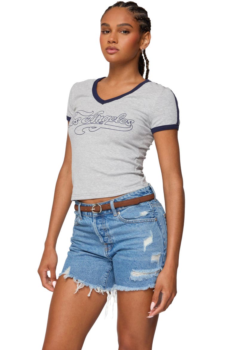 Los Angeles Cotton Graphic Ringer T-Shirt, Alternate, color, GRAY-MELANGE