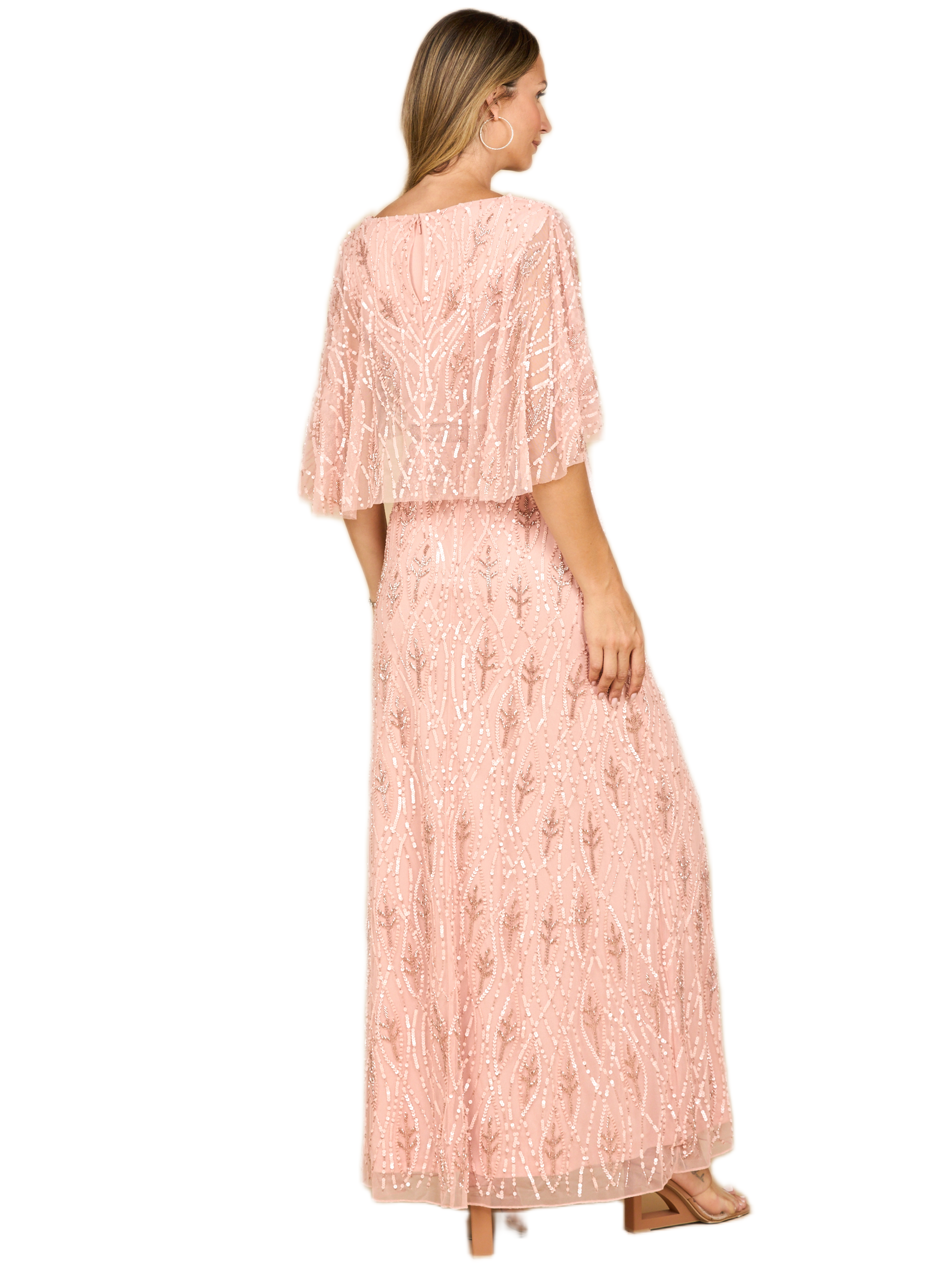 Beaded Gown with Half Cape - image 4