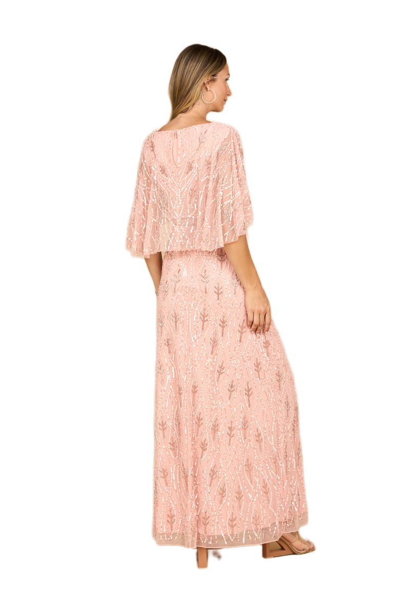 LARA New York Beaded Gown with Half Cape, Alternate, color, Light Pink