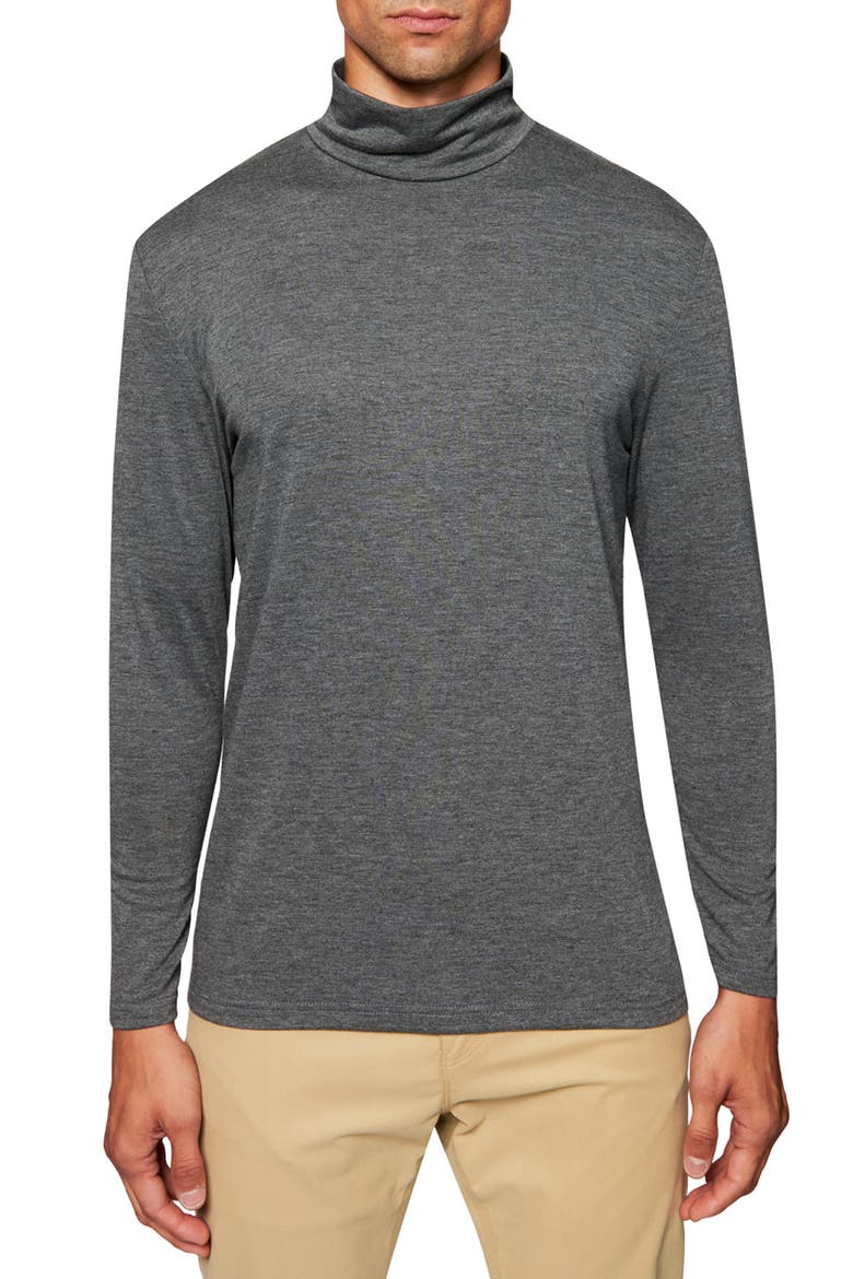 Mock Neck Long Sleeve Shirt, Main, color, GREY HEATHER
