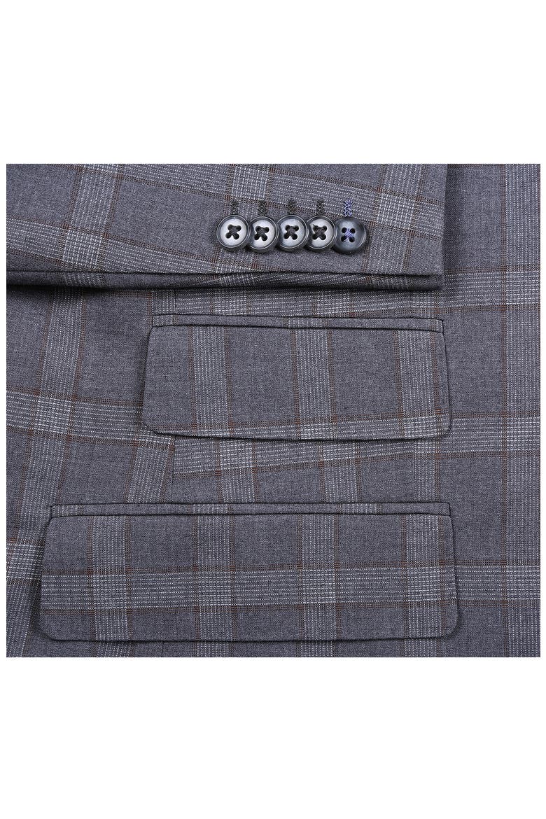 Trim Fit Plaid Two-Piece Suit, Alternate, color, BROWN