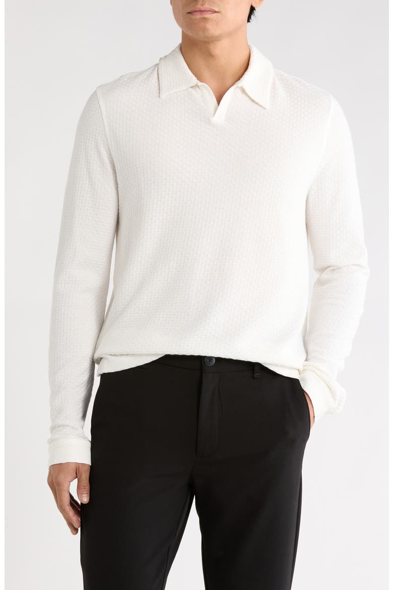 Zack Basket Stitch Long Sleeve Polo, Main, color, SALT