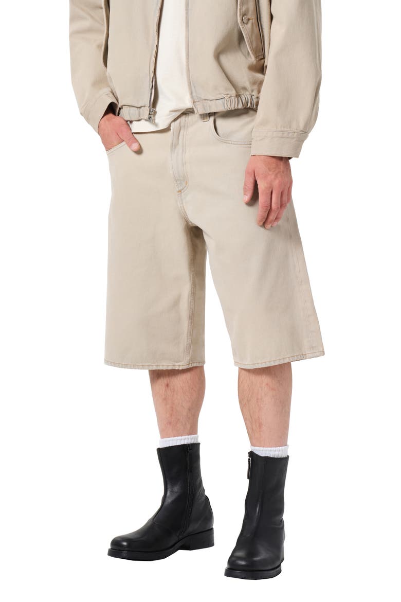 Fusion Slouchy Denim Skater Shorts, Main, color, BURNISHED KHAKI MD KHAKI WSH