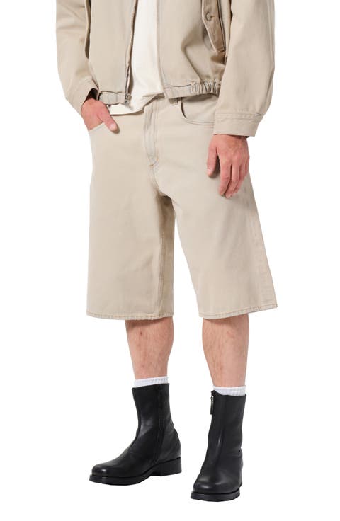 Fusion Slouchy Denim Skater Shorts (Burnished Khaki)