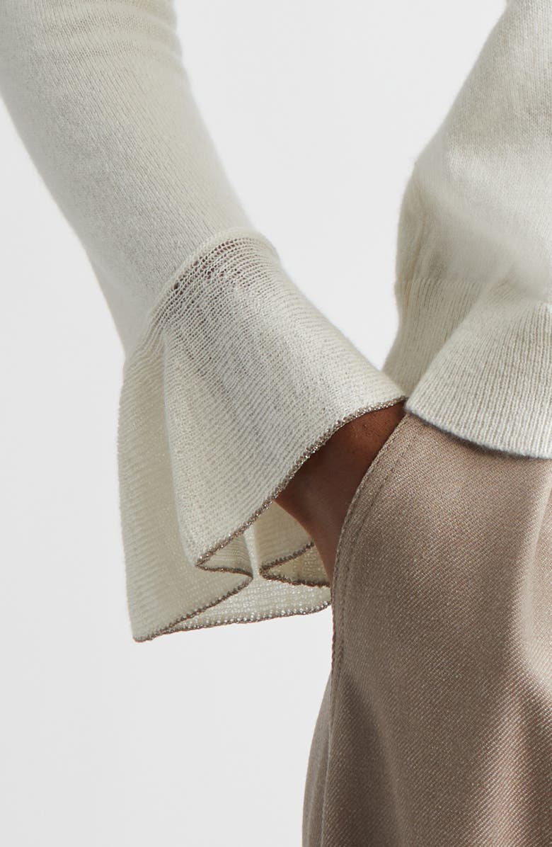 Lafayette 148 New York Ruffle Cuff Cashmere Sweater, Alternate, color, Cloud