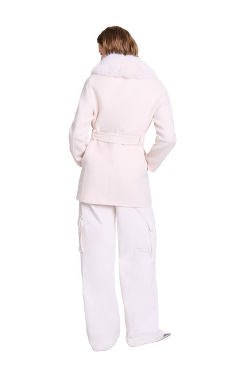 Maje Belted Short Coat In Neutral