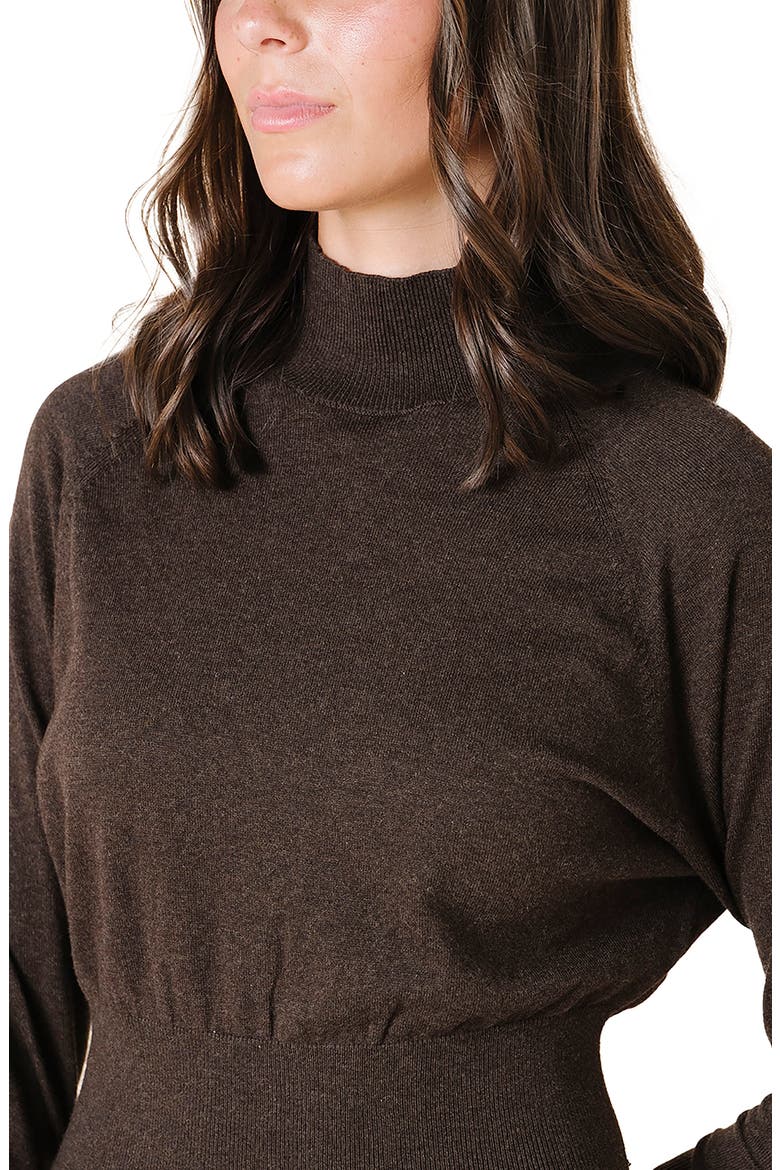Mock Neck Dolman Sleeve Sweater Dress, Alternate, color, Chocolate Heather