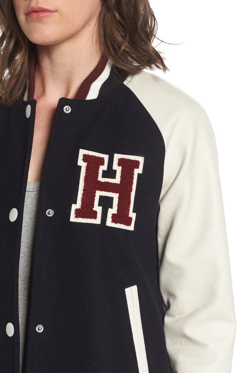 Tommy Hilfiger Mixed Media Varsity Jacket, Alternate, color,