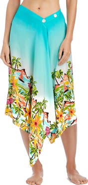 BLEU by Rod Beattie Tropical Print Button Pareo