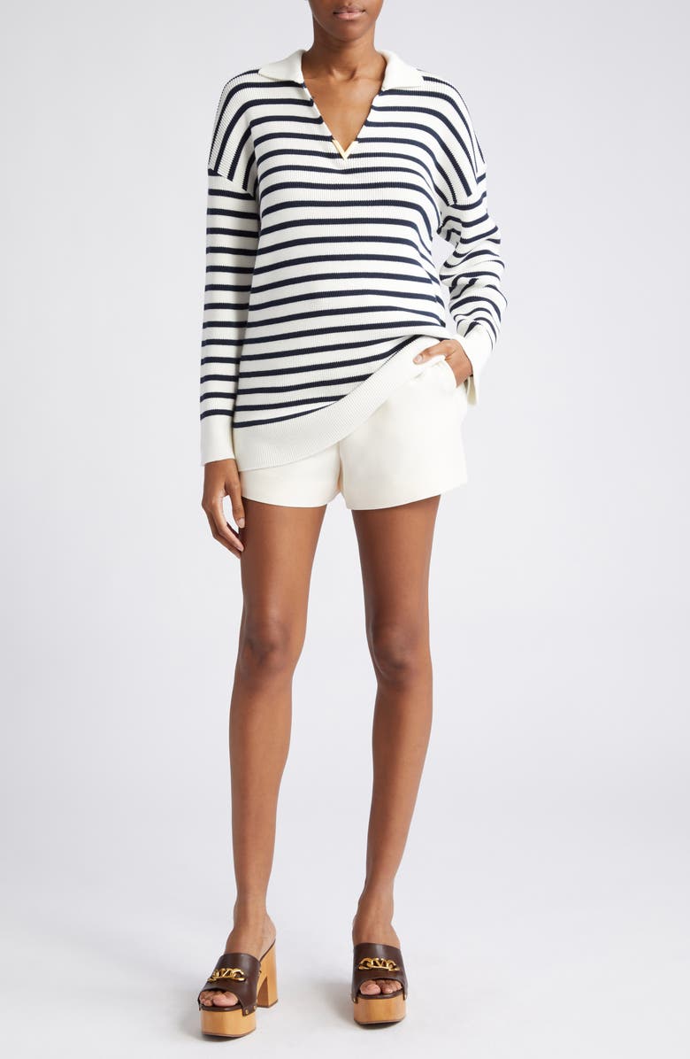 Valentino Garavani VLOGO Chain Wool & Silk Crepe Shorts, Main, color,