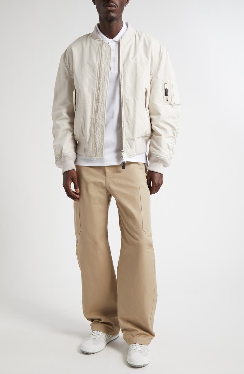 Givenchy Twisted Sleeve Cotton Blend Flight Jacket, Alternate, color, Light Beige