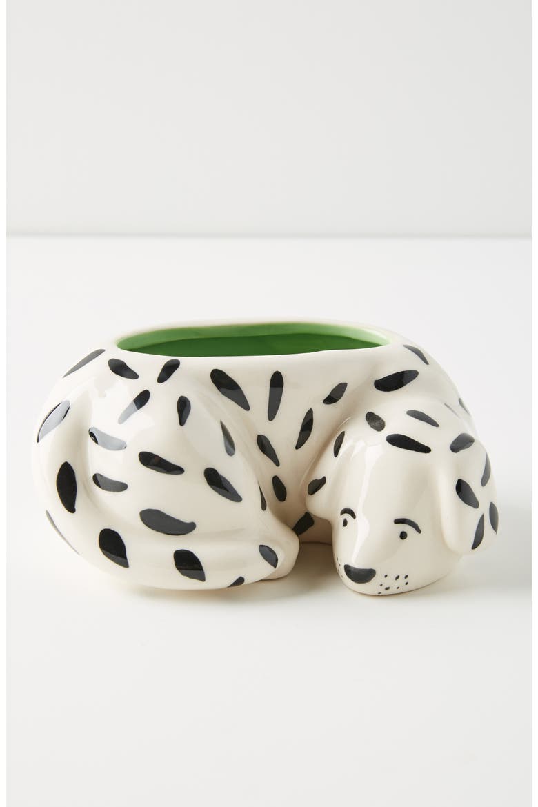 Anthropologie Megan Burke Ceramic Dog Pot, Alternate, color, GREEN - CURLED UP