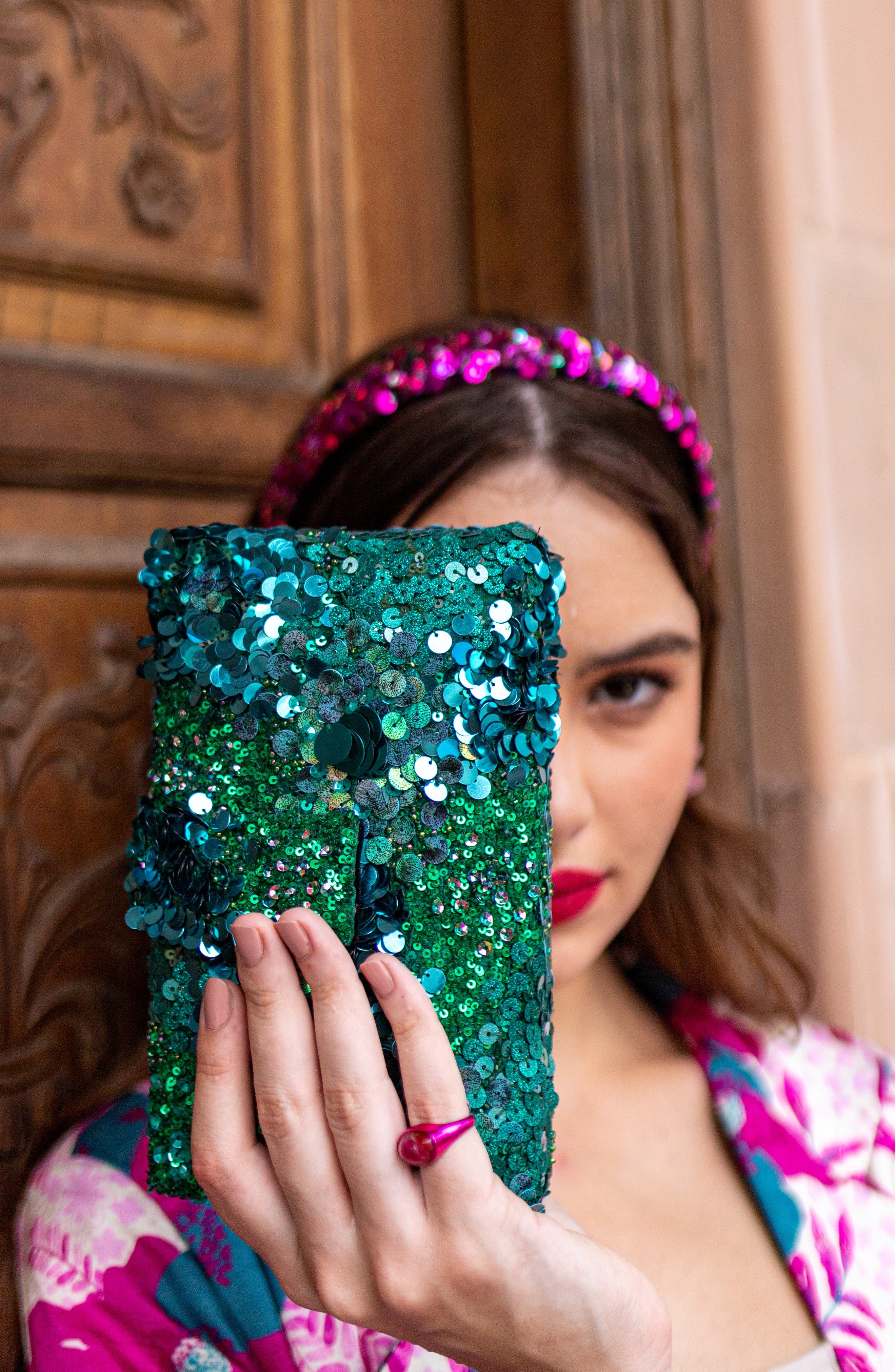Garnet Kitsch Clutch, Alternate, color, Nicobar Green