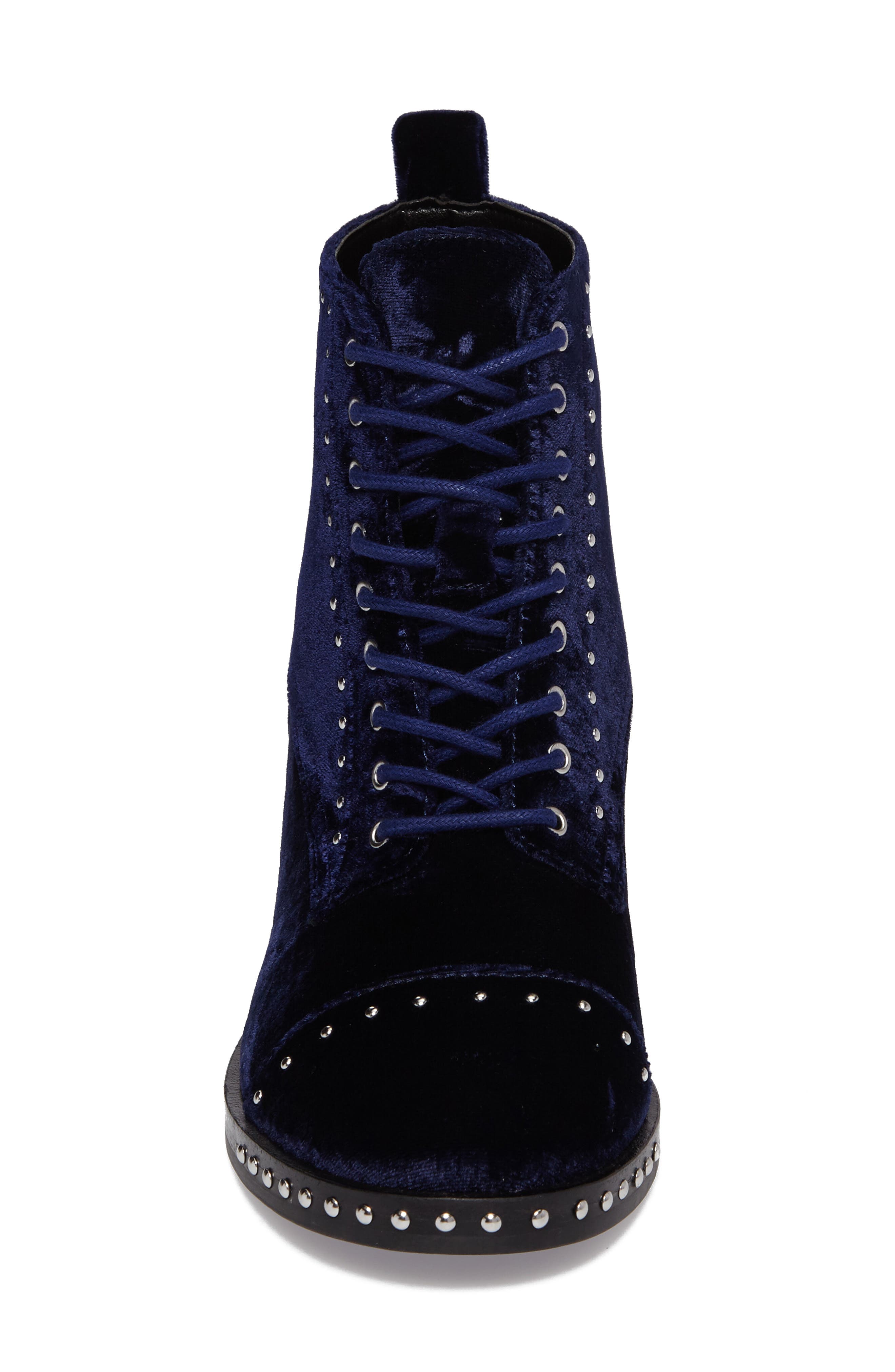 Cassidey Studded Cap Toe Bootie, Alternate, color, MEDIUM BLUE VELVET