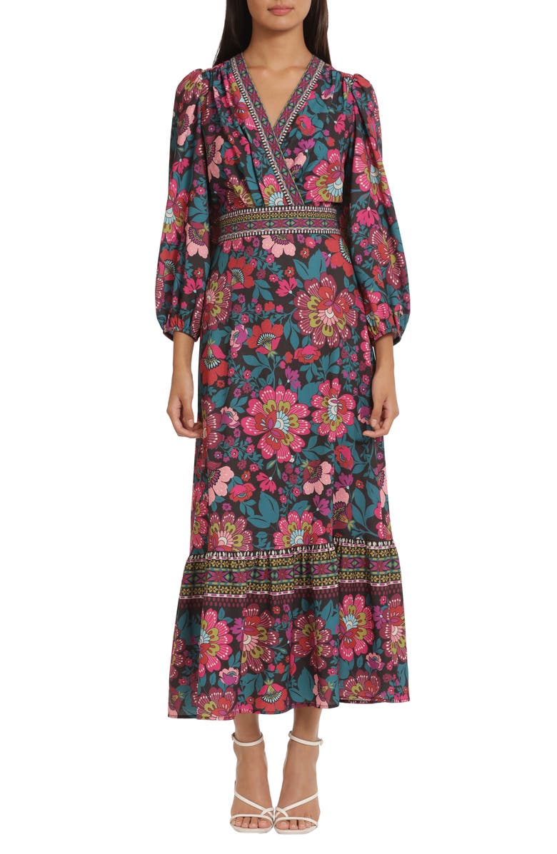 DONNA MORGAN FOR MAGGY Floral Border Print Maxi Dress, Main, color, 