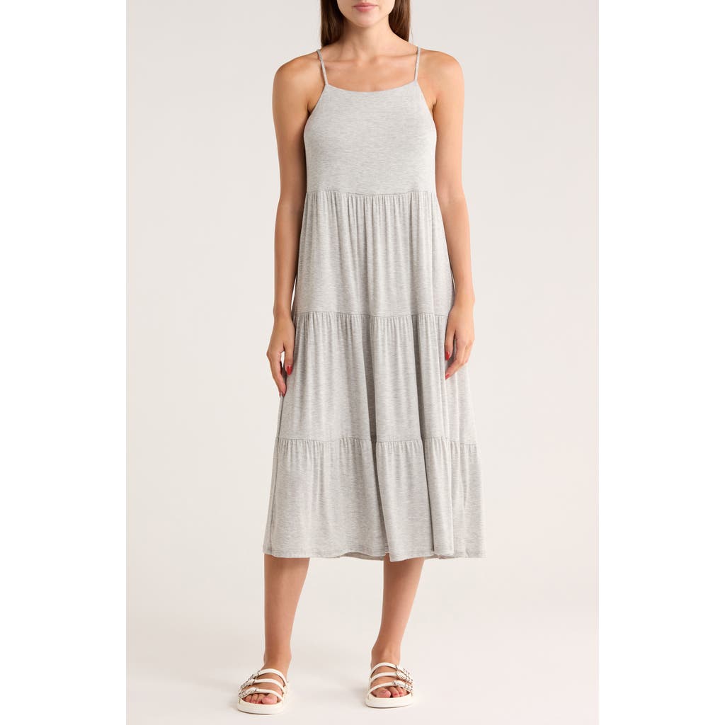 Matty M . Knit Tiered Maxi Dress In Gray