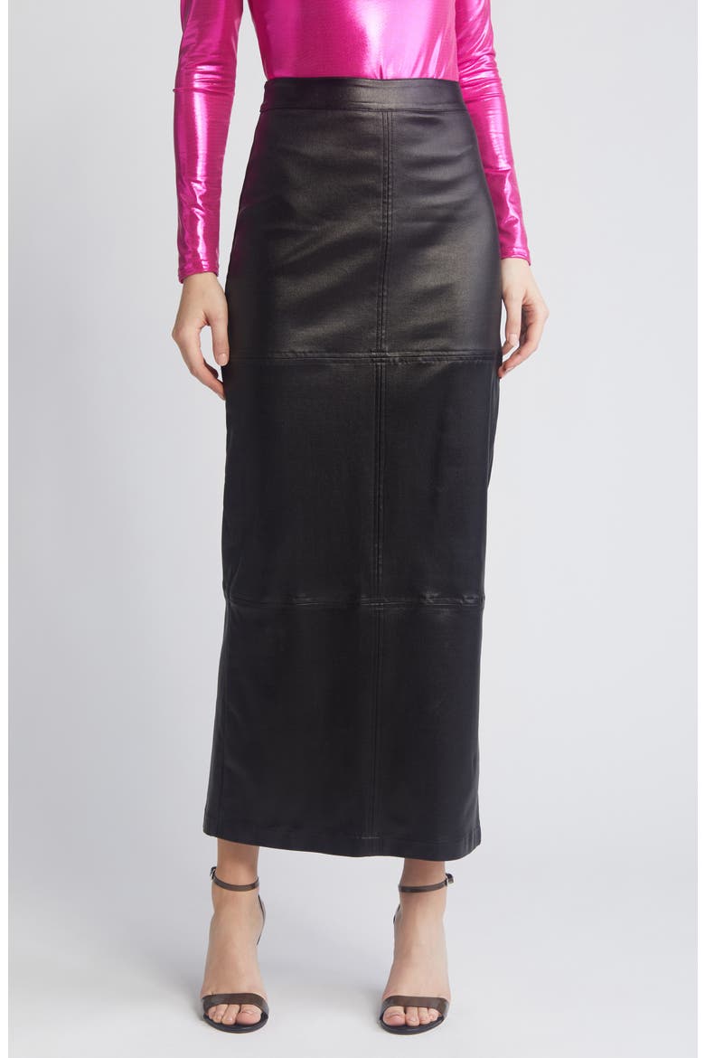 Iggy Metallic Maxi Skirt, Main, color, BLACK