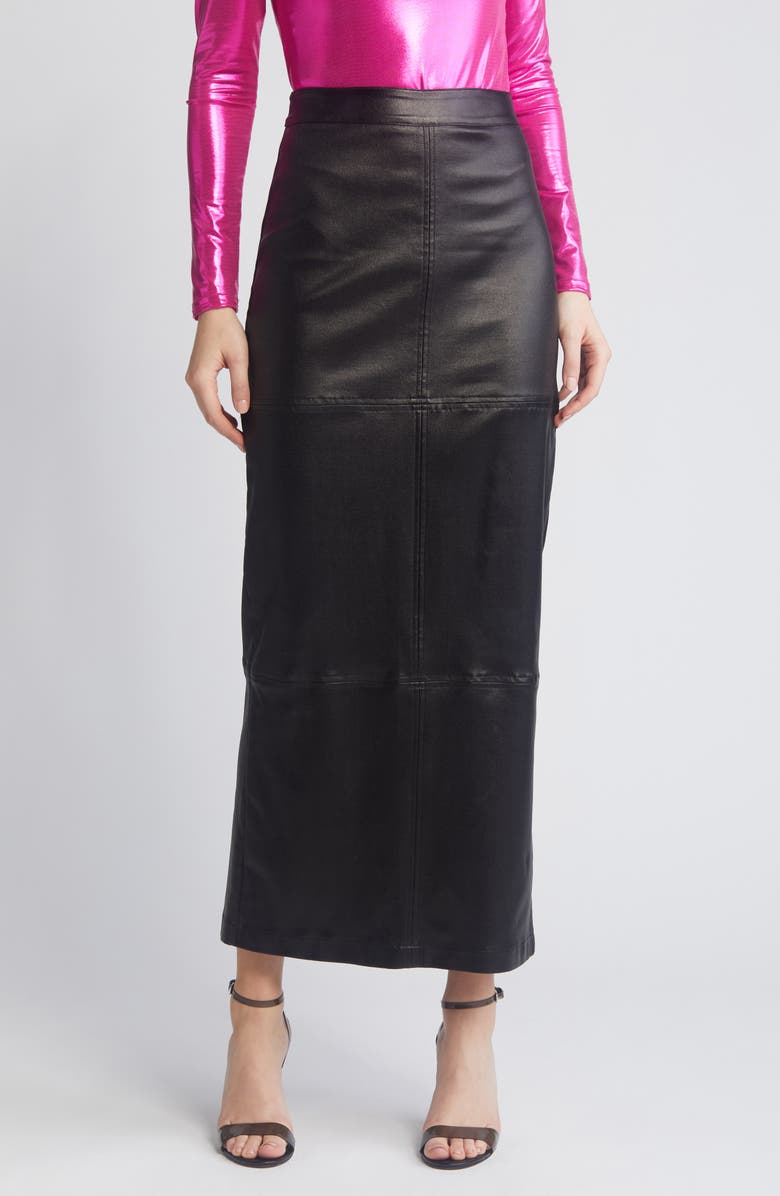 NIKKI LUND Iggy Metallic Maxi Skirt, Main, color, Black