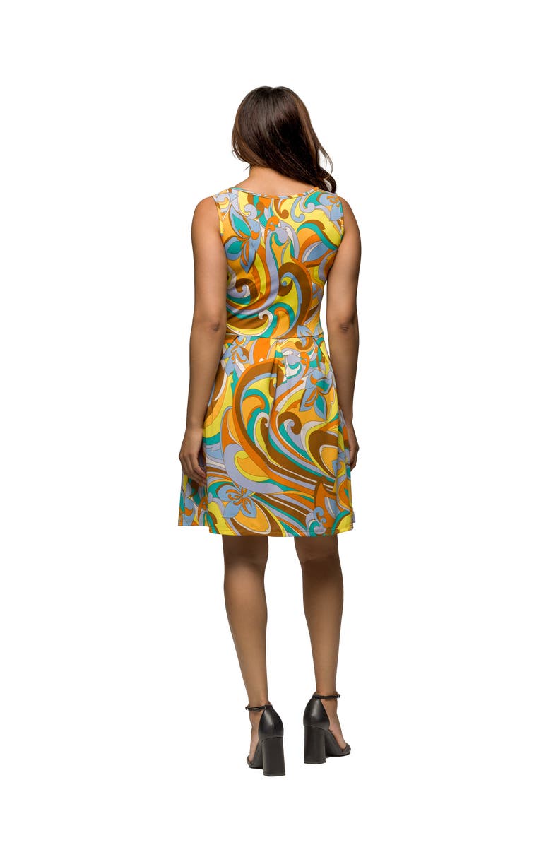 24seven Comfort Apparel Maternity Yellow Paisley Sleeveless Pleated Knee Length Pocket Dress, Alternate, color,