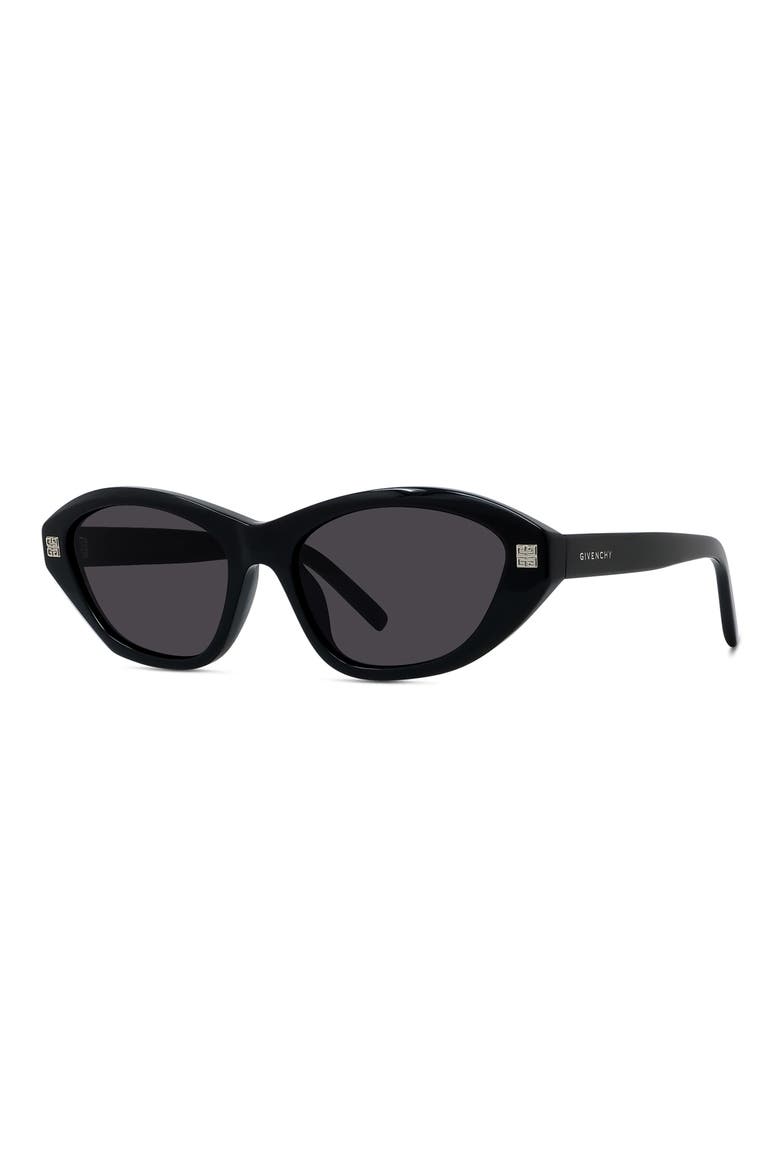 GV Day 55mm Cat Eye Sunglasses, Alternate, color, SHINY BLACK / SMOKE