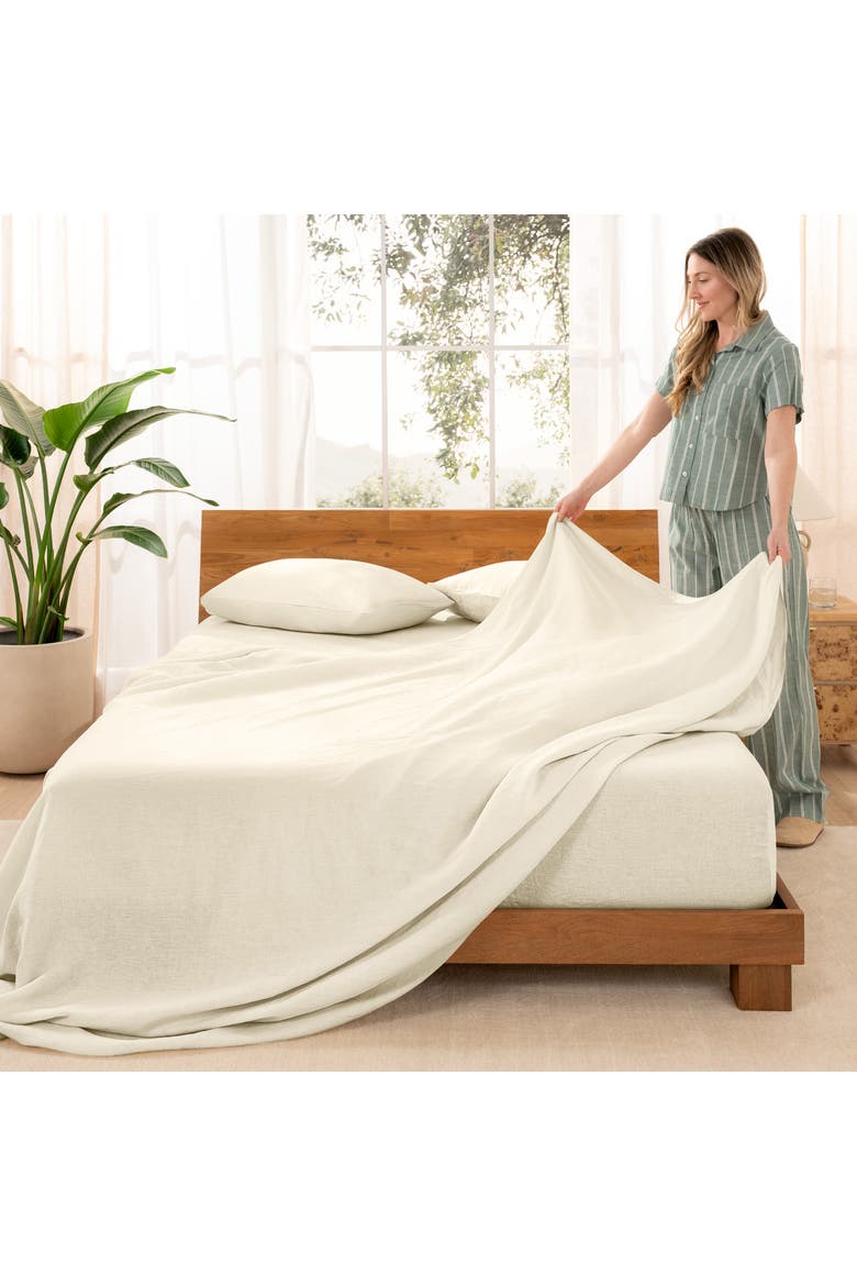 100% European Linen Sheet Set, Alternate, color, Natural