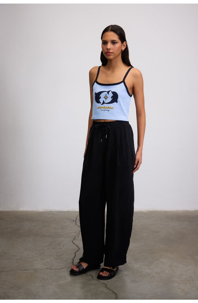 Je Te Veux Nami Dolphin Graphic Crop Tank Top, Alternate, color, Light Blue