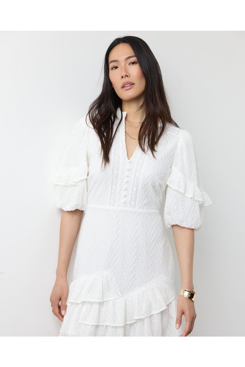 Embroidered Detail Mini Dress, Alternate, color, Ivory