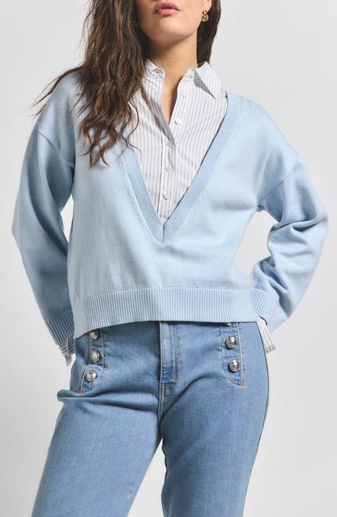Rida Mixed Media Cotton & Cashmere Sweater