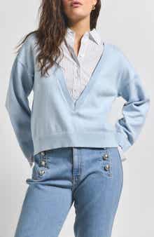 Derek Lam 10 Crosby Rida Mixed Media Cotton & Cashmere Sweater