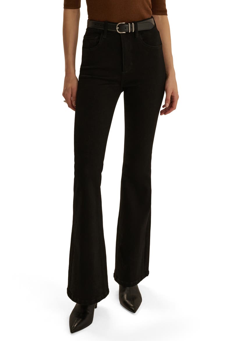 The Valentina Super High Waist Flare Jeans, Main, color, ONYX