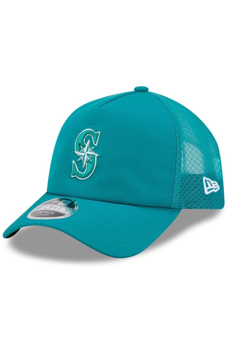 New Era Men's New Era Teal Seattle Mariners 2026 Batting Practice Apex 9FORTY Adjustable Trucker Hat, Main, color, Teal