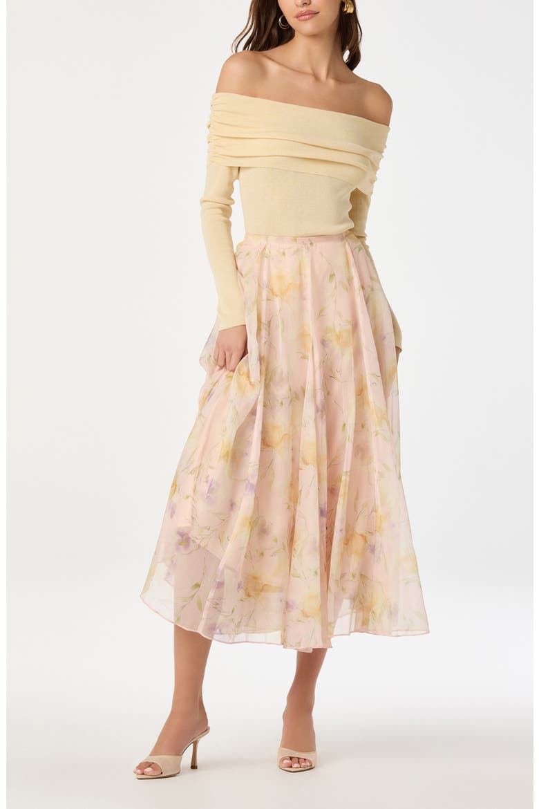 Fiori Chiffon Midi Skirt, Alternate, color, BLUSH FLORAL