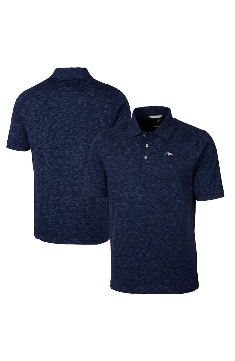 Cutter & Buck Men's Cutter & Buck Heathered Navy Denver Broncos Americana Advantage Space Dye Tri-Blend Polo, Main, color, 