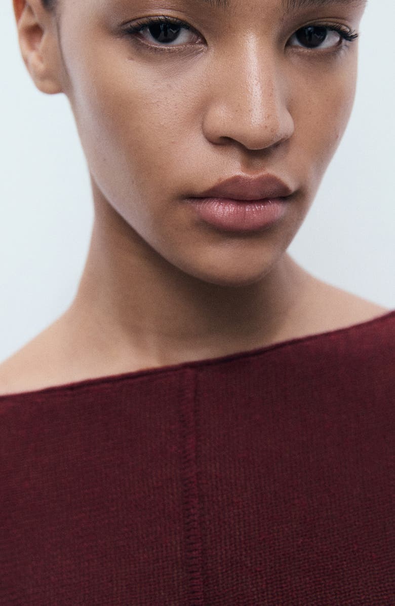 MANGO Oversize Fine Knit Sweater, Alternate, color, Burgundy